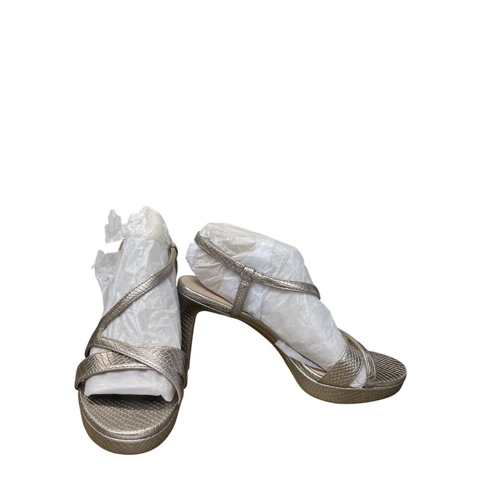Naturalizer Abby Womans Silver diamond pattern Slingback heels Sz 9M SKU 9726